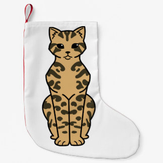 Calcetín Navideño Pequeño Dibujo animado del gato de Bengala