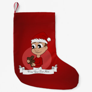 Calcetín Navideño Pequeño Dibujo animado del muchacho del navidad