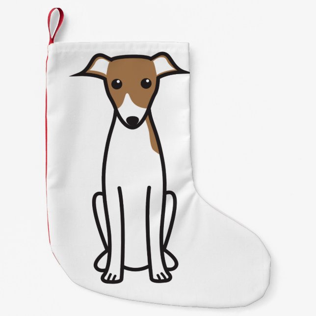 Calcetín Navideño Pequeño Dibujo animado del perro del galgo italiano (Anverso)