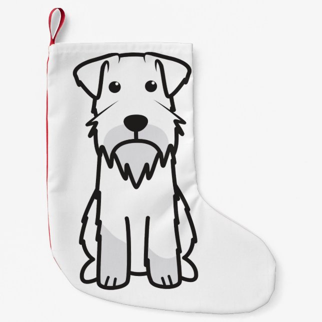 Calcetín Navideño Pequeño Dibujo animado del perro del Schnauzer miniatura (Anverso)