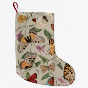 Calcetín Navideño Pequeño Dibujo de la Colección de Mariposas y Polillas de