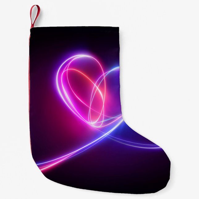 Calcetín Navideño Pequeño Dibujo de luz de neón rosa voleta. Dosis cardiaca  (Anverso)