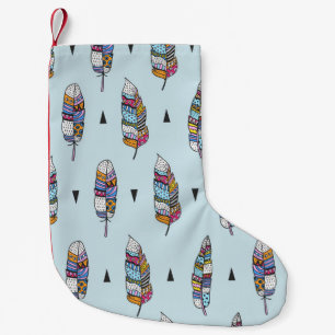 Calcetín Navideño Pequeño Dibujo de mano de pluma estilo boho