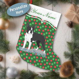 Calcetín Navideño Pequeño Dibujo de perro Boston Terrier