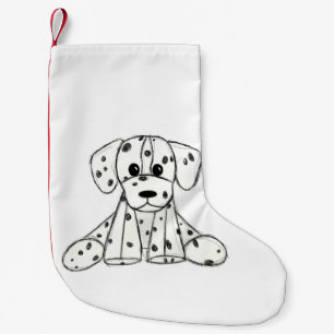 Calcetín Navideño Pequeño Dibujo de perro de peluche dálmata contorno simple