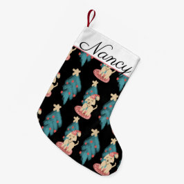 Calcetín Navideño Pequeño Dibujos de pizarra de Navidad moderna | Perros