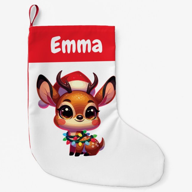 Calcetín Navideño Pequeño Dik-Dik Feliz Navidad Animales de Invierno Cute Di (Anverso)