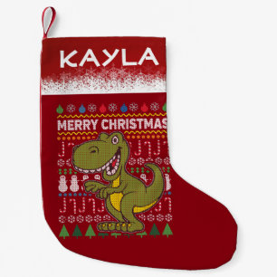 Calcetín Navideño Pequeño Dino Green Feo Navidades Sweater Willife Series