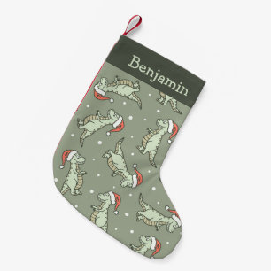 Calcetín Navideño Pequeño Dinosaur Niño de Navidad Santa Claus Dino T-Rex Sa