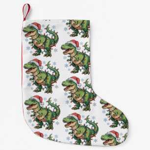 Calcetín Navideño Pequeño Dinosaurio de Navidad T Rex Luces Feliz Navidad Sa