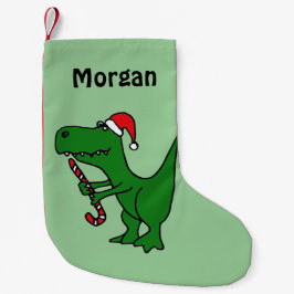Calcetín Navideño Pequeño Dinosaurio divertido T-Rex en Santa Hat Stocking