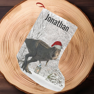 Calcetín Navideño Pequeño Dinosaurio Santa Tyrannosaurus T-rex Nombre Invier