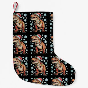 Calcetín Navideño Pequeño Dinosaurio T Rex Navidad Temporada Navideña