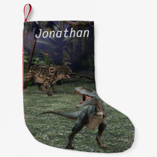 Calcetín Navideño Pequeño Dinosaurios Tyrannosaurus T-rex Jungle
