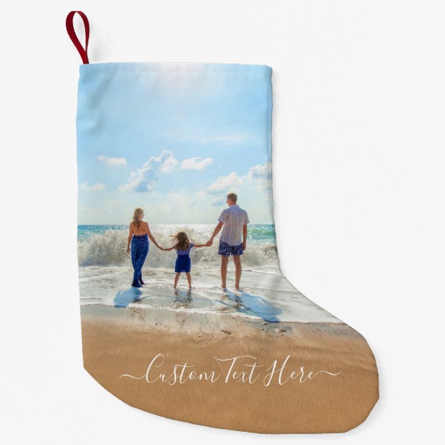 Calcetín Navideño Pequeño Diseñar sus propios Navidades fotográficos con tex (Anverso)