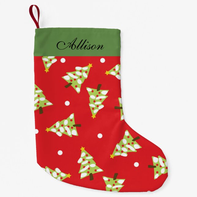 Calcetín Navideño Pequeño Diseño de árbol de Navidad (Anverso)
