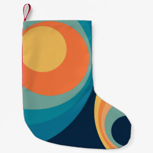 Calcetín Navideño Pequeño Diseño de círculos retro coloridos
