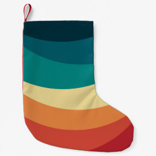 Calcetín Navideño Pequeño Diseño de curvas de estilo retro coloridas