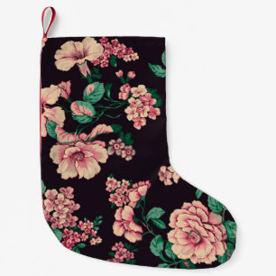 Calcetín Navideño Pequeño diseño de flor acuarela transparente con tex digit
