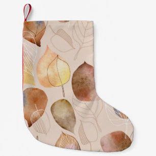 Calcetín Navideño Pequeño Diseño de hojas de acuarela gráfica de otoño