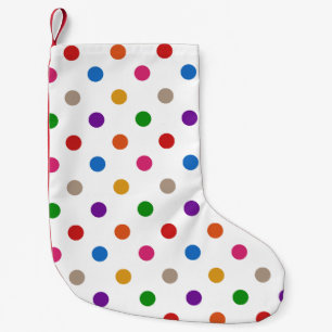 Calcetín Navideño Pequeño Diseño de lunares de arcoíris coloridos blancos