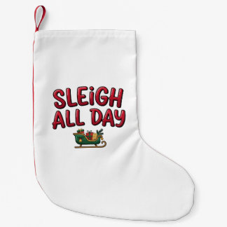 Calcetín Navideño Pequeño Diseño de Navidad Sleigh All Day