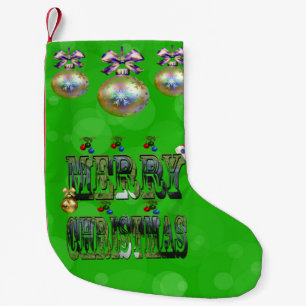 Calcetín Navideño Pequeño Diseño de Navidades de bowling en césped,