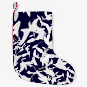 Calcetín Navideño Pequeño Diseño de patrones de color blanco y naval con pla