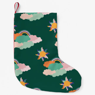 Calcetín Navideño Pequeño Diseño de patrones impecable con nubes coloridas y