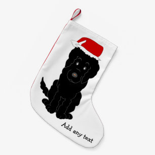 Calcetín Navideño Pequeño Diseño de perro negro de goldendoodle