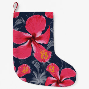 Calcetín Navideño Pequeño Diseño de verano de las flores tropicales de Hibis