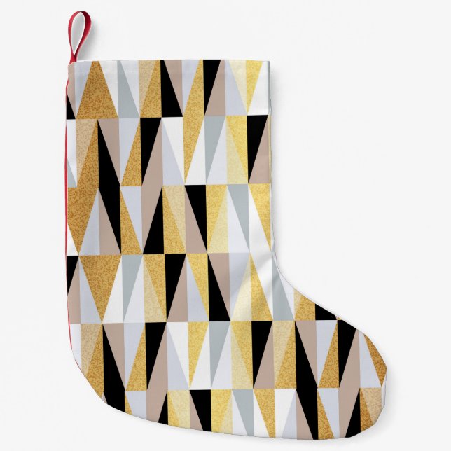 Calcetín Navideño Pequeño diseño escandinavo triángulos de patrón transparen (Anverso)