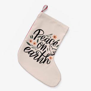 Calcetín Navideño Pequeño Diseño floral de la paz en la Tierra