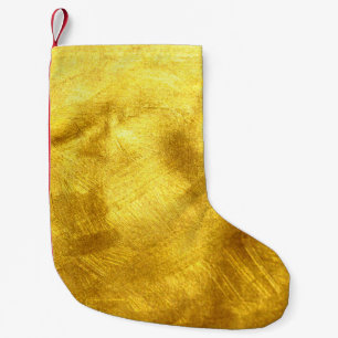 Calcetín Navideño Pequeño Diseño lujoso de textura dorada