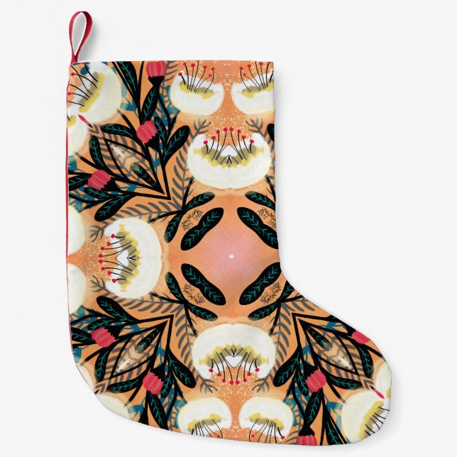 Calcetín Navideño Pequeño Diseño Ornamental Floral Paisley Bandanna (Anverso)