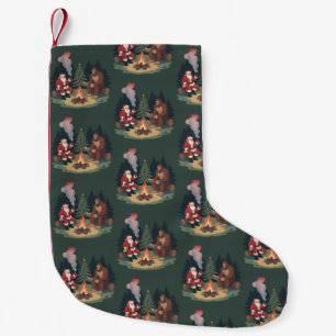 Calcetín Navideño Pequeño Divertido Bigfoot Navidad Santa Sasquatch Campamen