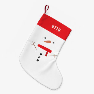 Calcetín Navideño Pequeño divertido y festivo muñeco de nieve personalizado
