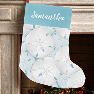 Calcetín Navideño Pequeño Dólar de arena tropical de playa simple de vacacio