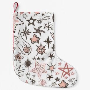 Calcetín Navideño Pequeño Doodles cósmicos: estrellas y cometas