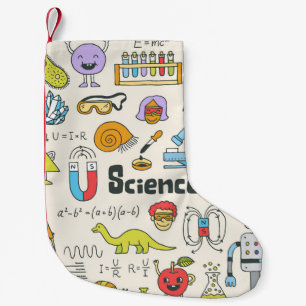 Calcetín Navideño Pequeño Doodles de ciencia: conjunto de escuelas de mano.