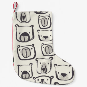Calcetín Navideño Pequeño Doodles dibujados a mano en la cara de oso ilustra