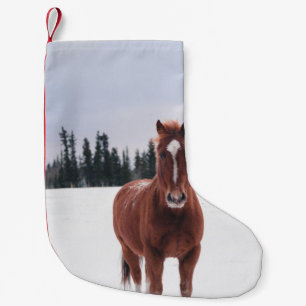 CALCETÍN NAVIDEÑO PEQUEÑO DOS CABALLOS EN NIEVE