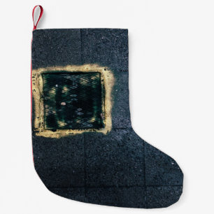 Calcetín Navideño Pequeño Dos paneles de madera negra y marrón