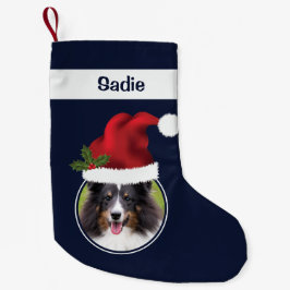 Calcetín Navideño Pequeño Dos plantillas de fotos personalizadas con sombrer