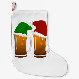 Calcetín Navideño Pequeño Dos tazas de cerveza Navidad Cheer