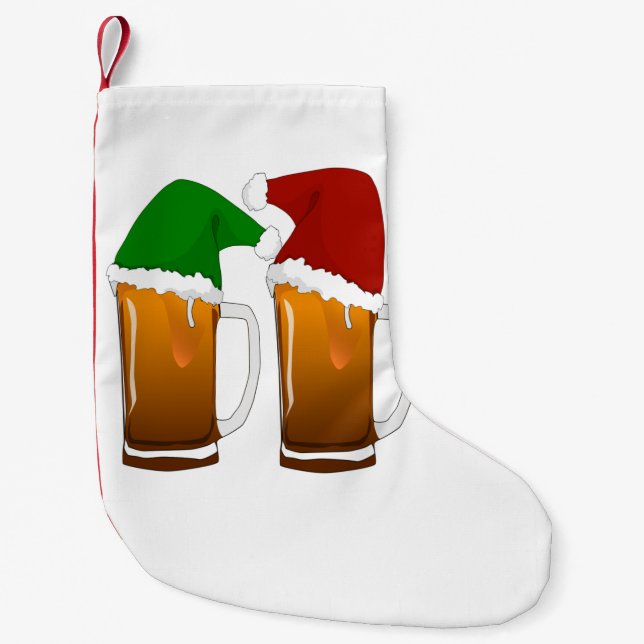 Calcetín Navideño Pequeño Dos tazas de cerveza Navidad Cheer (Anverso)