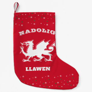 Calcetín Navideño Pequeño Dragon Nadolig Llawen Feliz Navidad Wellness Tema