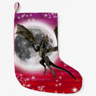 Calcetín Navideño Pequeño Dragón negro - Cielo rojo mítico de la fantasía