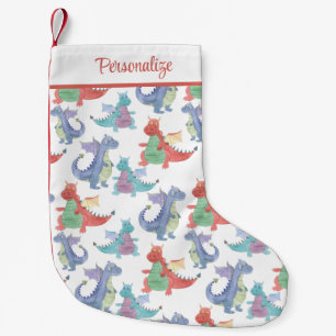 Calcetín Navideño Pequeño Dragones infantiles felices bailes graciosos Perso