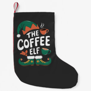 Calcetín Navideño Pequeño Duende del café Navidad Divertido Cafeína Amantes